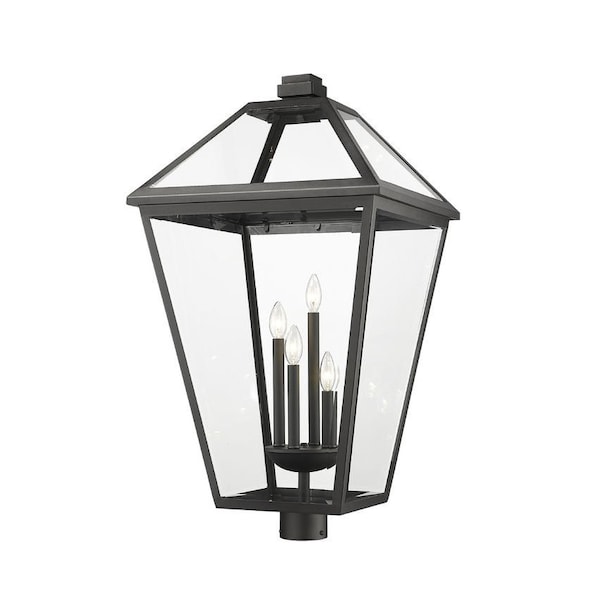 Z-Lite Talbot 4 Light Outdoor Post Mount Fixture, Black & Clear Beveled 579PHXLXR-BK - main
